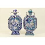 Matched pair of Persian faience octagonal vases, late 19th Century,