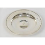 Modern silver circular dish, maker R.C, London 1966, 20cm diameter, weight approx. 364g (11.