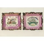 Two Sunderland lustre plaques, mid 19th Century, 'The token or Jack's safe return to his true love..