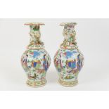 Pair of Chinese famille rose vases, mid 19th Century,