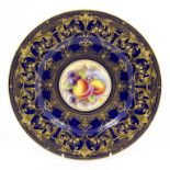Royal Worcester fruit decorated cabinet plate by P Stanley,