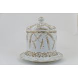 Victorian moulded stoneware cheese bell on stand, circa 1870,