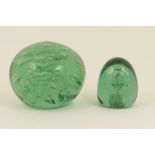 Nailsea green glass dump paperweight,