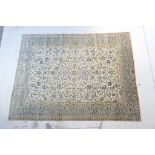Kashan woollen carpet, pale ochre field evenly distributed with yellow,