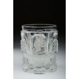 A Glass, moulded crystal from Vista Alegre Manufactory, cut decoration "Diamond tip" with cameo "