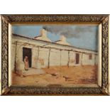 HIGINO MENDONÇA - 18??-1920, Country houses and figure, oil on canvas, signed, Dim. - 28,5 x 41,5