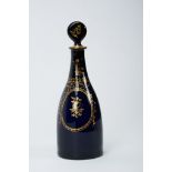 A Bottle, D. Maria I, Queen of Portugal (1777-1816), blown and moulded cobalt blue glass, pierced