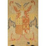 A Small Tapestry, Arraiolos, wool yarn, polychrome decoration with a Portuguese coat of arms: I