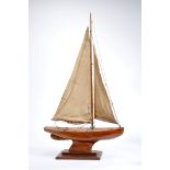 A Sailing Boat, competition model, painted wood and other materials, wood support, English, 20th