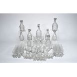 Glassware, blown and moulded crystal possibly from Vista Alegre Manufactory, cut decoration "Diamond