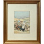 ALFREDO ROQUE GAMEIRO - 1864-1935, A Procession, watercolour on paper, signed, Dim. - 22 x 15,5 cm