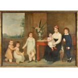 DOMENICO PELLEGRINI - 1759-1840, Family Portrait, oil on canvas, relined, restoration, faults on the