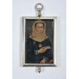 Portrait of a Dame of the Order of Malta, miniature on copper, silver frame with suspension hoop,