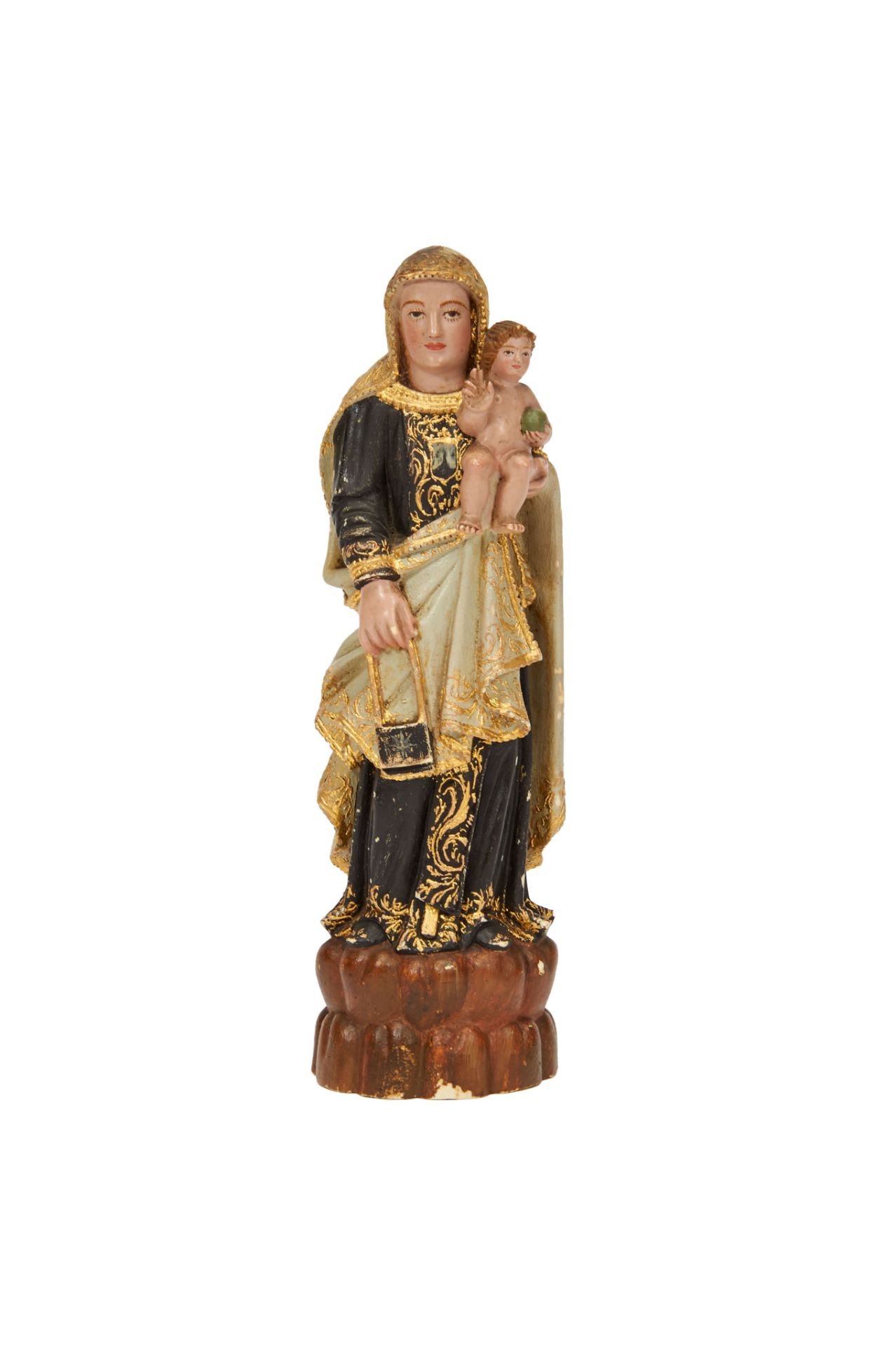 Our Lady of Mount Carmel, polychrome and gilt ivory sculpture, Indo-Portuguese, 17th/18th C.,