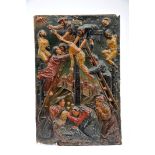 The Descent from the Cross, oil on canvas with mass-reliefs on wood, European, 18th/19th C.,