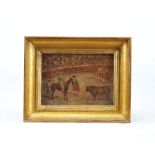 A Bullfight,oil on wood, Spanish School 19th/20th C.,minor faults on the painting