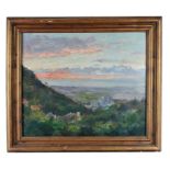 ANIBAL DE FARO - SÉC. XX, View of Sintra with Pena Castle, oil on canvas, relined, small