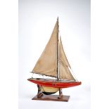 A Sailing Boat, competition model, painted wood and other materials, wood support, English, 20th