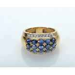 A Ring, 800/1000 gold and 500/1000 platinum, set with rose cut sapphires and diamonds, Portuguese,
