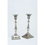 A Pair of Square-base Candlesticks, D. Maria I, Queen of Portugal (1777-1816), 833/1000 silver,