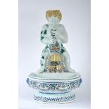 A Wall Fountain with Basin "Maenad figure", faience possibly from Saint-Omer or Saint-Amand-des-