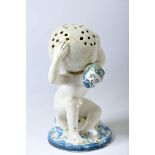 A Toothpick Holder "Atlas", faience, blue decoration, Portuguese, 19th C., minor fault on a