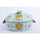 An Oval Tureen, Chinese export porcelain, polychrome and gilt decoration with the coat of arms of