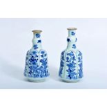 A Pair of Bottles, Chinese export porcelain, blue decoration "Flowers", Kangxi period (1662-1722),