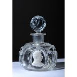 A Bottle, cut crystal, kaolin cameo "Bust of a General ", European, 19th C., chips on the cover,