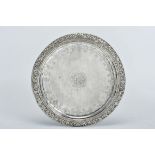 A Tripod Salver, D. João V, King of Portugal (1706-1750), silver, rim with engraved decoration,