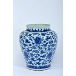 A Pot, Chinese porcelain, blue decoration "Flowers", Kangxi period (1662-1722), huge glueing on