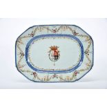 An Octagonal Platter, Chinese export porcelain, polychrome and gilt decoration with the coat of arms