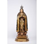 Our Lady of the Immaculate Conception, gilt and polychrome wooden sculpture, silver crown,
