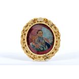 King D. Miguel I of Portugal, miniature on ivory, Chinese sculpted ivory frame "Dragons",