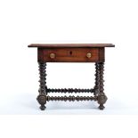 A Small Centre Table, Brazilian rosewood, turned legs and stretchers, gilt metal handles,