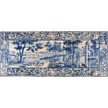 A COUNTRY SCENE, A 240 tiles panel, blue decoration, Portuguese, 18th C. (1732), restorations,