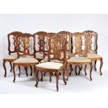 A set of eight chairs, D. José I, King of Portugal (1750-1777), carved Brazilian rosewood, pierced