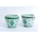 Two Coolers, Chinese export porcelain, green and gilt decoration "Flowers", Qianlong period (1736-