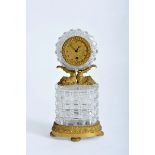 A Table Clock, cut crystal, gilt bronze applications en relief, eight-day autonomy, French, 19th