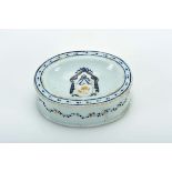 An Oval Salt Cellar, Chinese export porcelain, blue and gilt decoration "Shield with flowers",