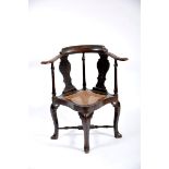 A Corner Chair (or desk chair), D. José I, King of Portugal (1750-1777), darkened walnut, straw