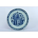 A Large Dish, chinese export kraak porcelain, blue decoration "Oriental landscape with figures on