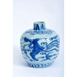 A Pot, Chinese porcelain, blue decoration "Phoenix", Wanli period (1573-1620), slight chips,