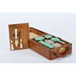 A Travel Vanity Case, crocodile lined wood with gilt metal mounts, interior with mirror, several