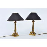 A Pair of Candlesticks, Bourbon Restoration, gilt bronze, carved decoration en relief, French,