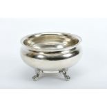 A Waste Bowl, 833/1000 silver, four "claw and ball" feet, Portuguese, Lisbon assay mark (1870-1879),