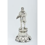 A Toothpick Holder "Camões ", 833/1000 silver, a scalloped "Skirt" base en relief, Portuguese,