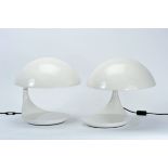 Pair of lamps "Cobra"- model 629, lacquered metal and resin, rotating arms and bases, Italian,