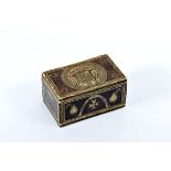 A Box, wood, engraved ivory inlays and friezes with black darkened background "Coat of arms of