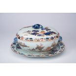 An Oval Tureen with Stand, Chinese export porcelain, "Imari" decoration "Oriental landscape",